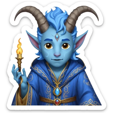 wizard thiefling with blue skin sticker