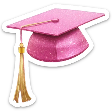 PINK GLITTER GRADUATION HAT sticker