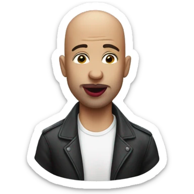 bald guy with lipstick kiss on his head sticker
