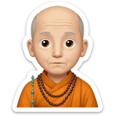 An elderly monk with prayer beads, calm eyes, and wise presence.
 sticker
