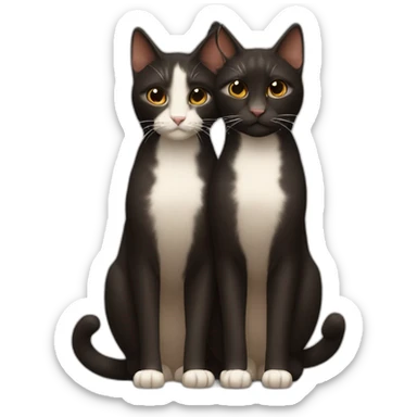 two black and brown cats kiss sticker