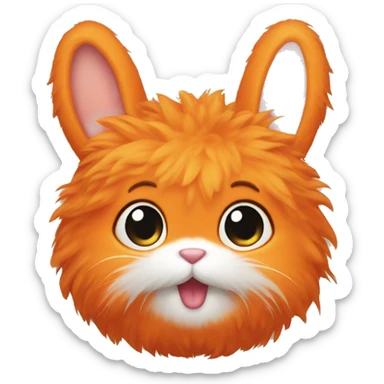 Fluffy orange bunny sticker