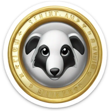 silver signet ring with « skunk » written on it in golden letters sticker