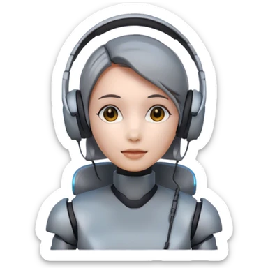humanoid robot female, headphones sticker