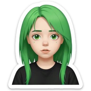 Billie Eilish green hair sticker