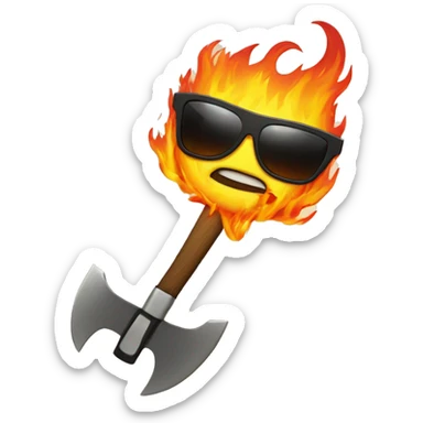 Axe on fire with sunglasses  sticker