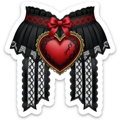 goth themed heart with a black lace garter sticker