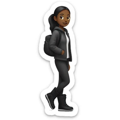 girl walking with black uggs on her legs sticker