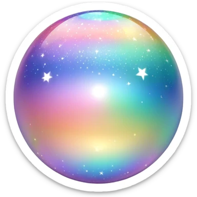 Pastel sparkly glittery iridescent rainbow transparent ball sphere orb sticker