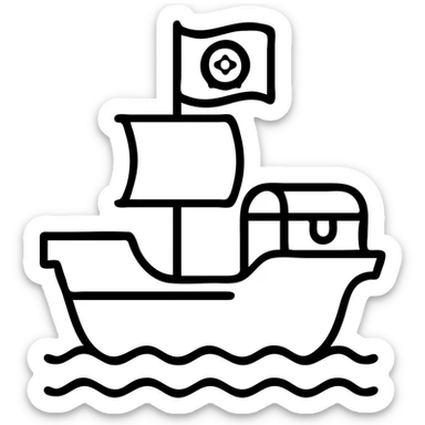 pirate ship with treasure chest sticker