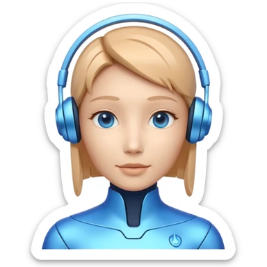 AI Call Agent holo-human-like Cyber AI face, warm, calm and friendly. Holographic look. Blue.
Soft AI face with a listening, welcoming expression, minimal facial lines, calm eyes. sticker