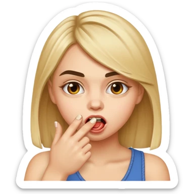 Cara mordiéndose el dedo sticker