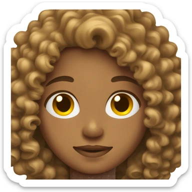 Curly hair brown teenager  sticker