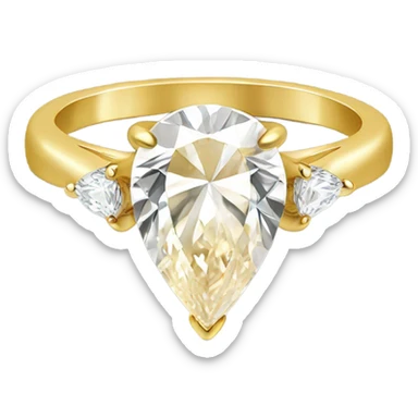 Pear shaped gold engagement ring sticker