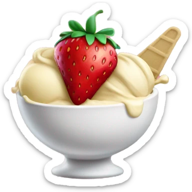 Strawberry and vanilla ice cream mixed in a bowl sticker