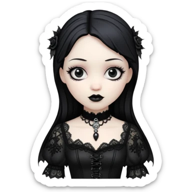 gothic girl, gothic style, vinyl figure, lace and dark accents sticker