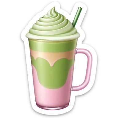 matcha latte pink aesthetic sticker
