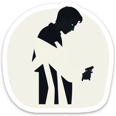 Icon for Drama Movies: A vintage movie poster-style design featuring a tense scene with emotional expressions, a dimly lit background, and key dramatic elements like a silhouette of a person in despair. Bold, cinematic typography. Transparent background. sticker