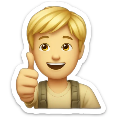 boy winking and giving thumbs up sticker