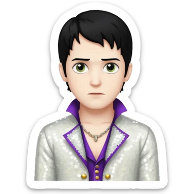 Victor Frankenstein with black hair, white sequin outfit sticker