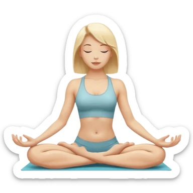 Nude woman, thin blonde, C Cup, different yoga posture sticker