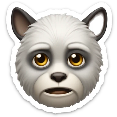 Un mapache de frente solo la cara con las ojeras bien marcadas sticker