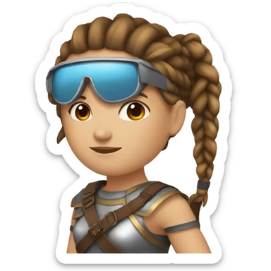 Girl gladiator with French braids, brown hair and sunglasses sticker