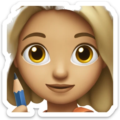 girl holding a pencil sticker