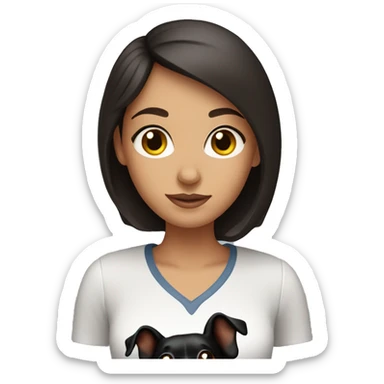 Brunette girl with black sausage dog sticker