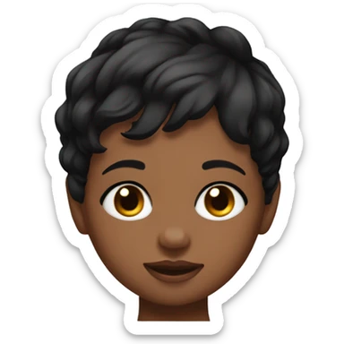 black short cut hair & black eyes & baby sticker