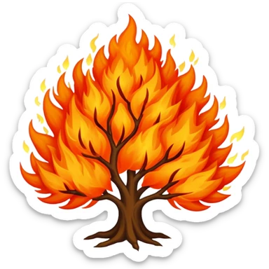 Burning bush with bright orange flames sticker