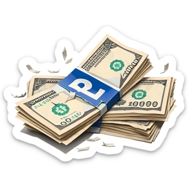 single stack of russian ruble notes blown into pieces because of explosion sticker