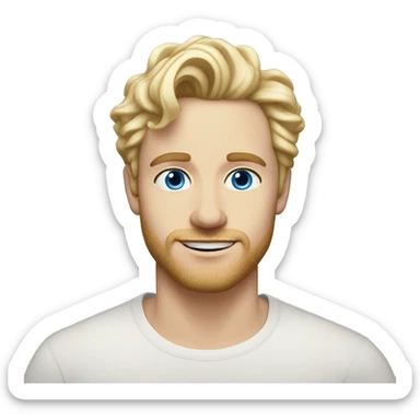 3/4 profile light curl blonde 30yo man blue eyed pale skin sticker