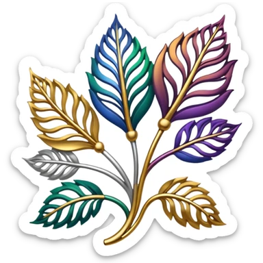 dark rainbow filigree design, leaf shapes, flower shapes, nature shapes sticker