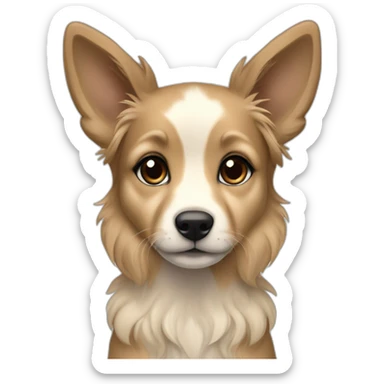 brie shepherd fawn puppy dark blonde and black face long hair sticker
