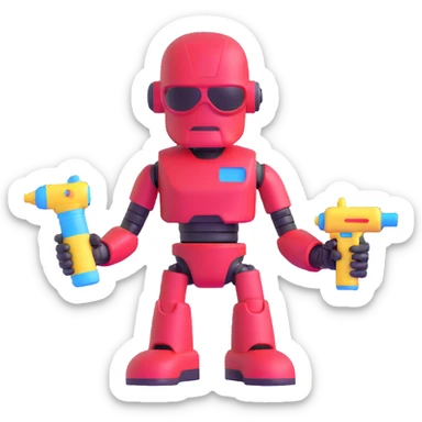 Terminator robot with water gun at Thai Songkran water festival sticker