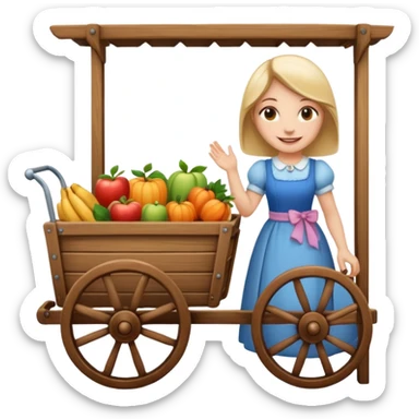 a lady standig near to a cart sticker