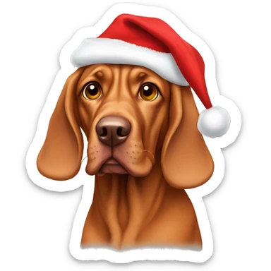 Hungarian vizla dog with a Santa hat on  sticker