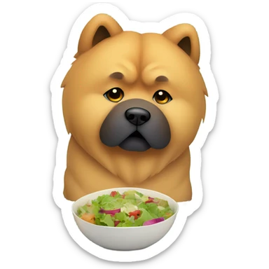 chow chow looking at salad sadly sticker
