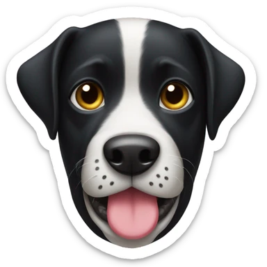 Black dog with white belly with sock in his mouth  sticker