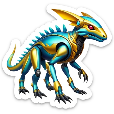  exotic tropical cyber-Protogen-Fakémon-Vernid-creature (full body) sticker