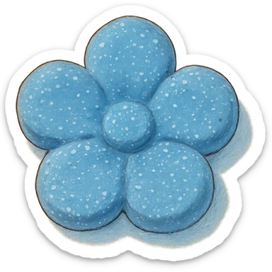 blue flower-shaped candy, isolated on a transparent background, ghibli style sticker