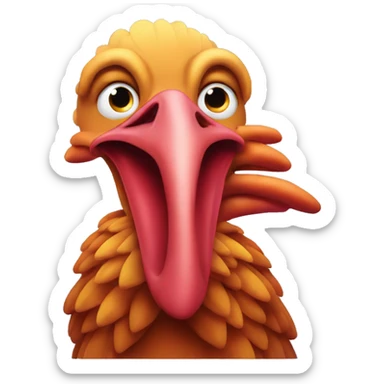 Rubber turkey with a very long droopy and curved neck  sticker