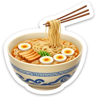 ramen bowl with one chopsticks sticker