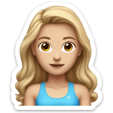 gym girl in crop top, light brown hair, blue eyes, caucasion sticker