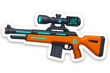 Make the toy sniper rifle much longer and more high tech, in the style of Apple emojis, with no background. Keep the apple emoji style look and feel. sticker