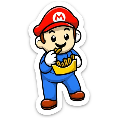 Mario eating french fries sticker