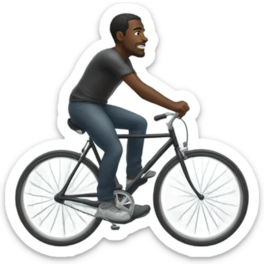 Black man on bicycle in the fog sticker