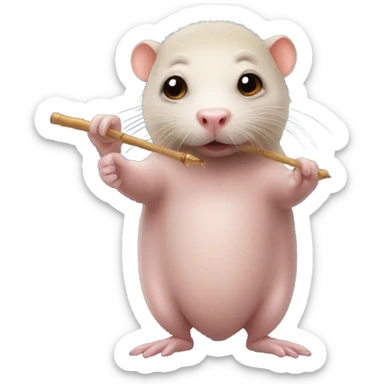Naked mole rat holding a magic wand and a tutu sticker