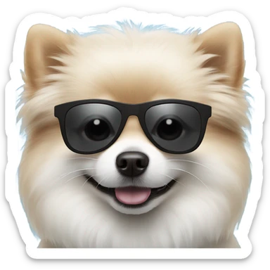 Black and white Pomeranian wearing sunglasses sticker
